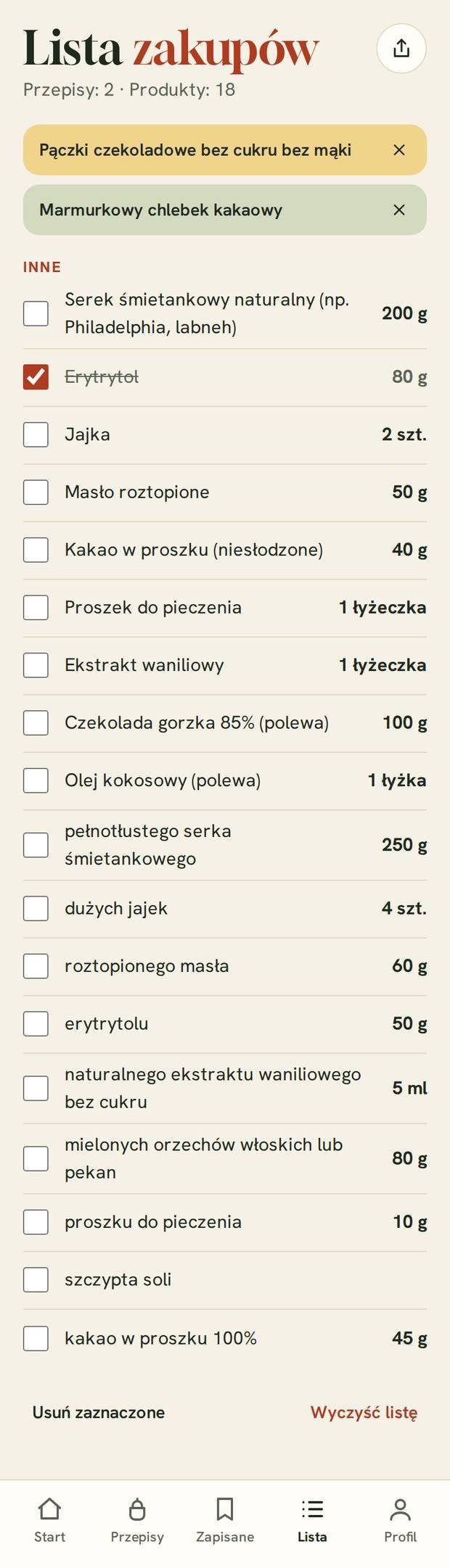 Lista de cumpărături cu o singură atingere